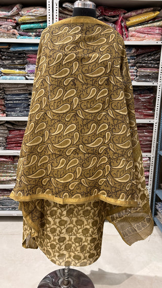 Ajrakh Handblock Chanderi Suit Material with Chanderi Dupatta(Lining Included)