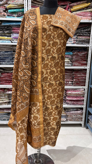 Ajrakh Handblock Chanderi Suit Material with Chanderi Dupatta(Lining Included)