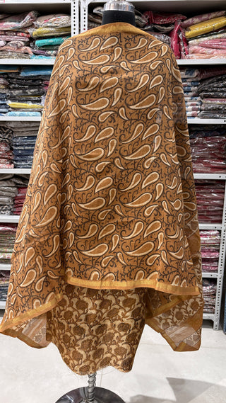 Ajrakh Handblock Chanderi Suit Material with Chanderi Dupatta(Lining Included)