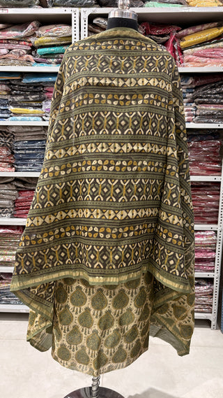Ajrakh Handblock Chanderi Suit Material with Chanderi Dupatta(Lining Included)