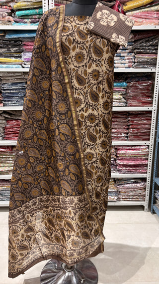 Ajrakh Handblock Chanderi Suit Material with Chanderi Dupatta(Lining Included)