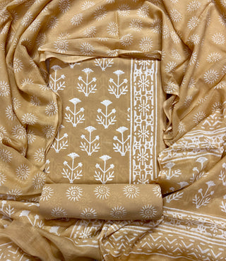 Handblock Cotton Suit Material with Cotton Dupatta