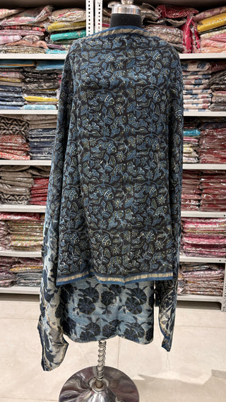 Ajrakh Handblock Chanderi Suit Material with Chanderi Dupatta(Lining Included)
