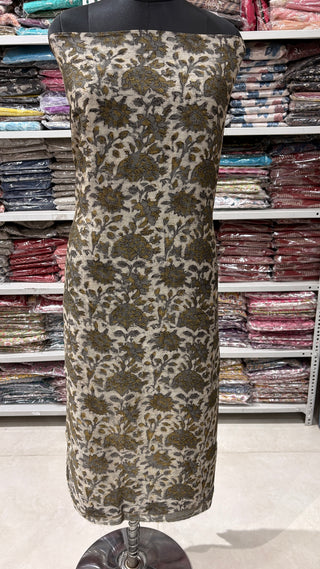 Ajrakh Handblock Chanderi Suit Material with Chanderi Dupatta(Lining Included)