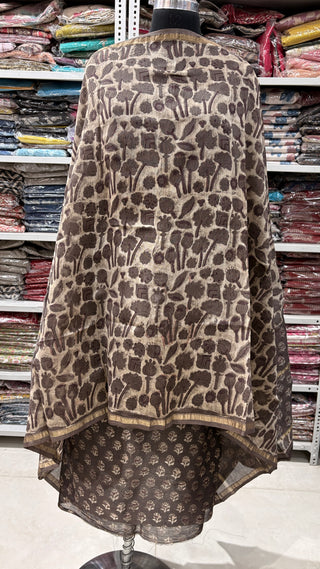 Ajrakh Handblock Chanderi Suit Material with Chanderi Dupatta(Lining Included)