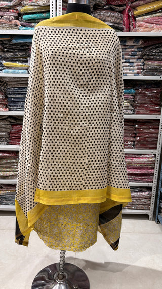 Handblock Chanderi Suit Material with Chanderi Dupatta(Lining Included)