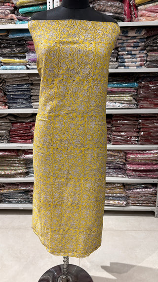 Handblock Chanderi Suit Material with Chanderi Dupatta(Lining Included)