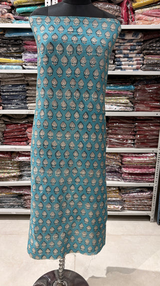 Handblock Chanderi Suit Material with Chanderi Dupatta(Lining Included)