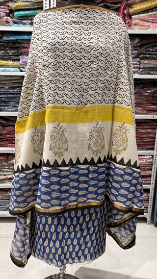 Handblock Chanderi Suit Material with Chanderi Dupatta(Lining Included)