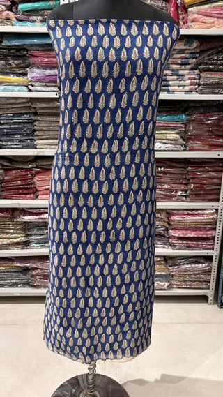 Handblock Chanderi Suit Material with Chanderi Dupatta(Lining Included)