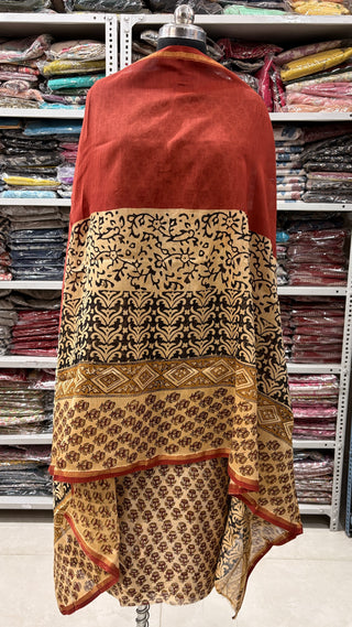 Handblock Chanderi Suit Material with Chanderi Dupatta(Lining Included)