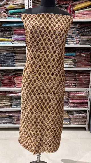 Handblock Chanderi Suit Material with Chanderi Dupatta(Lining Included)