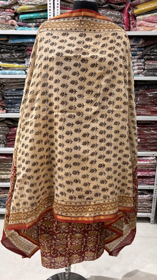Handblock Chanderi Suit Material with Chanderi Dupatta(Lining Included)