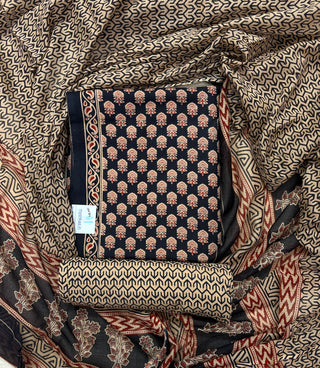 Handblock Cotton Suit Material with Cotton Dupatta