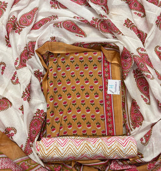 Handblock Cotton Suit Material with Cotton Dupatta