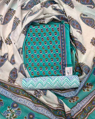Handblock Cotton Suit Material with Cotton Dupatta