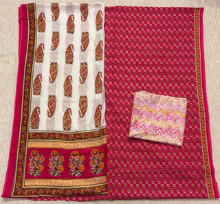 Handblock Cotton Suit Material with Cotton Dupatta