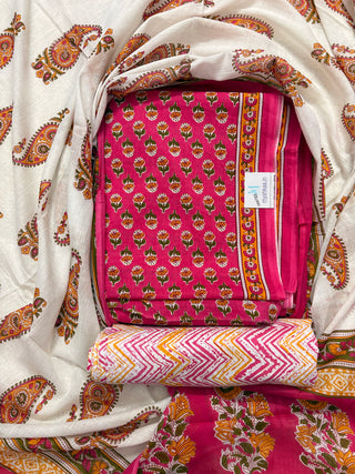 Handblock Cotton Suit Material with Cotton Dupatta