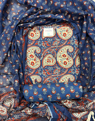 Handblock Cotton Suit Material with Cotton Dupatta