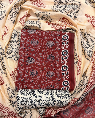 Handblock Cotton Suit Material with Cotton Dupatta