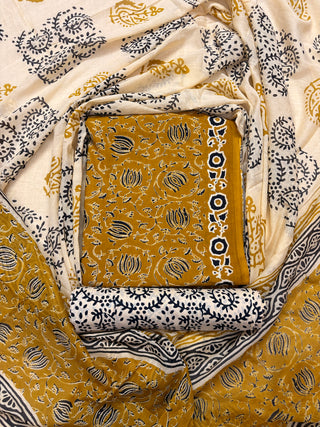 Handblock Cotton Suit Material with Cotton Dupatta
