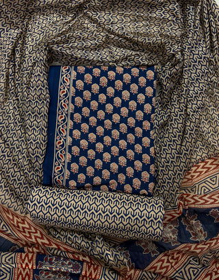 Handblock Cotton Suit Material with Cotton Dupatta