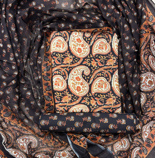 Paisley Print Handblock Print Cotton Suit fabric with Cotton Dupatta