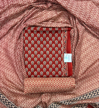 Handblock Cotton Suit Material with Cotton Dupatta