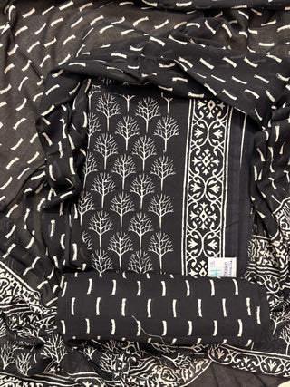 Handblock Cotton Suit Material with Cotton Dupatta