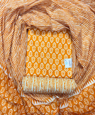 Handblock Cotton Suit Material with Cotton Dupatta