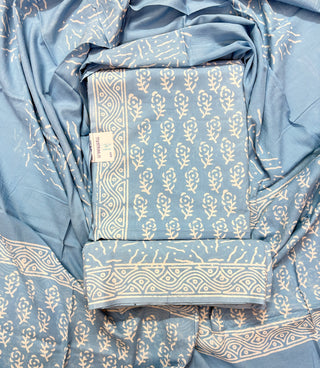 Handblock Cotton Suit Material with Cotton Dupatta