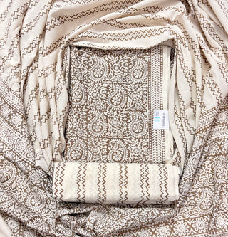 Handblock Cotton Suit Material with Cotton Dupatta