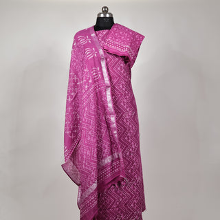 Pink Katha work Office Wear Suit fabric with linen cotton Dupatta