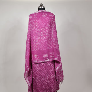 Pink Katha work Office Wear Suit fabric with linen cotton Dupatta