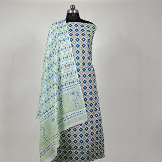 Sea Green Office Wear Suit fabric with cotton Dupatta