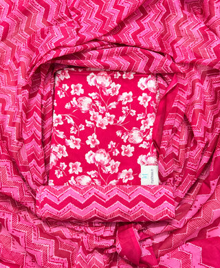 Sanganeri Handblock Print Cotton Suit fabric with Cotton Dupatta