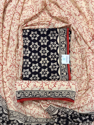 Cotton Handblock Office Wear Suit fabric with Cotton Dupatta