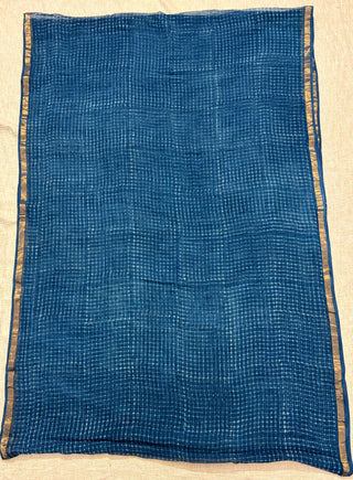 Hand block printed Kota Doria Cotton Saree with Unstitched Blouse Piece