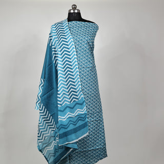 Sea Green Office Wear Suit fabric with cotton Dupatta