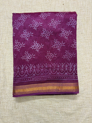 Handblock Maheshwari Silk Saree with Unstitched Blouse Piece