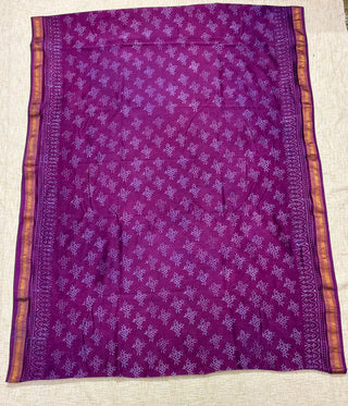 Handblock Maheshwari Silk Saree with Unstitched Blouse Piece
