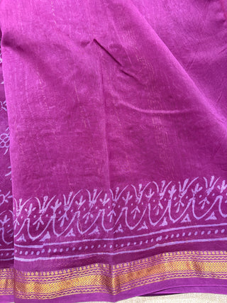Handblock Maheshwari Silk Saree with Unstitched Blouse Piece