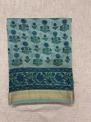 Handblock Maheshwari Silk Saree with Unstitched Blouse Piece