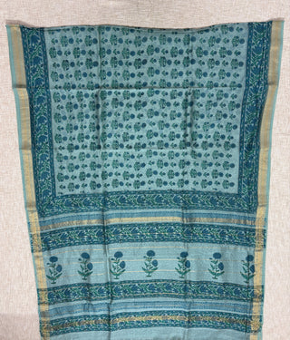 Handblock Maheshwari Silk Saree with Unstitched Blouse Piece