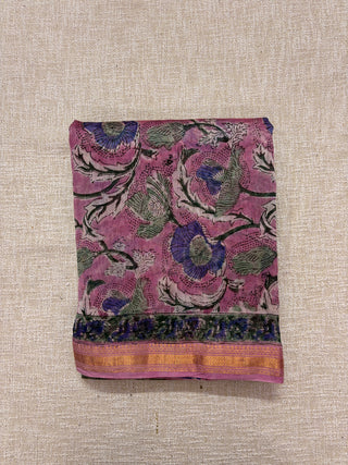 Maheshwari Silk Saree with Unstitched Blouse Piece