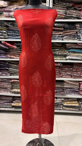 Handblock Chanderi Suit Material with Chanderi Dupatta(Lining Included)