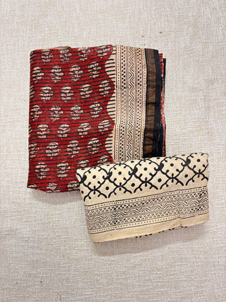 Handblock Chanderi Suit Material with Chanderi Dupatta