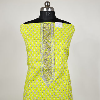 Light Green Office Wear Suit fabric with Chiffon Dupatta