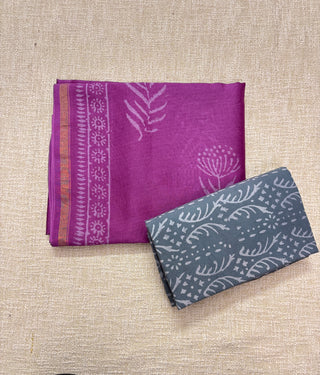 Handblock Chanderi Suit Material with Chanderi Dupatta