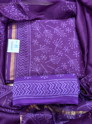 Handblock Chanderi Suit Material with Chanderi Dupatta